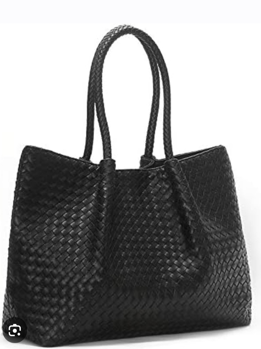 Lulu Dharma Vegan Leather Woven  Tote Bag - Black